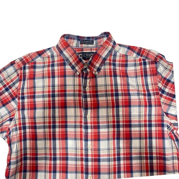 CHAPS Size Large Blue Casual Button Down Short Sleeve 100% Cotton Dress … - Picture 2 of 10